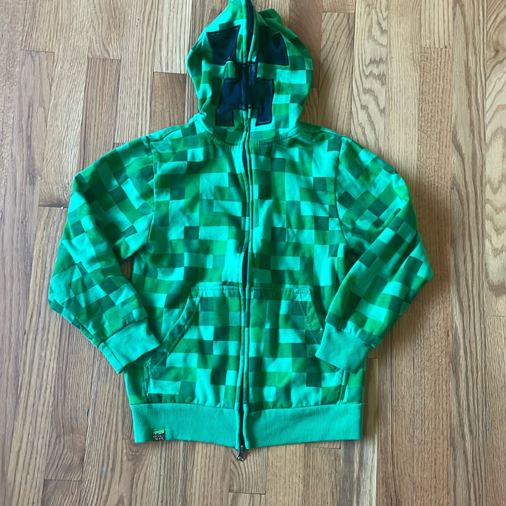 Kids medium Minecraft creeper zip up hoodie